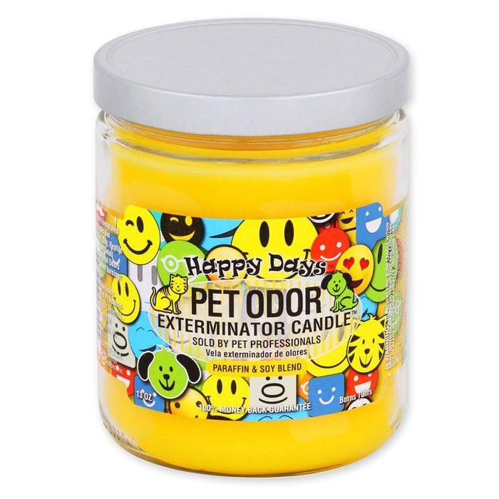 Pet Odor Exterminator Candle – Enzyme - Based Odor Eliminating Candle Safe for Pets - SPTAU - Happy Days - 13 oz - 25
