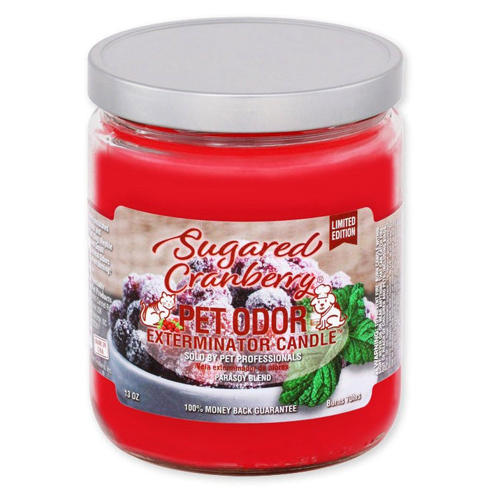 Pet Odor Exterminator Candle – Enzyme - Based Odor Eliminating Candle Safe for Pets - SPTDO - Sugared Cranberry (Limited Edition) - 13 oz - 75