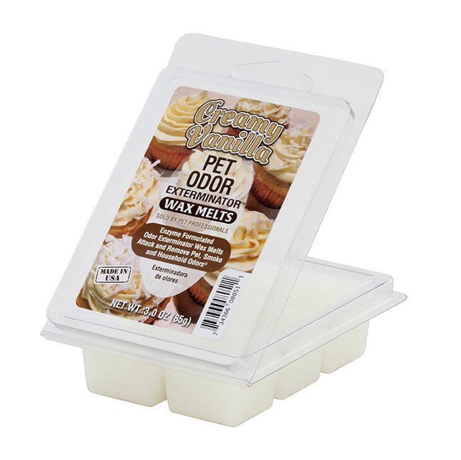 Pet Odor Exterminator Wax Melts – Odor Neutralizing Enzyme Formula, Pet - Safe, Flameless - SPTGU - Creamy Vanilla - 3 oz - 3