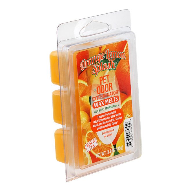 Pet Odor Exterminator Wax Melts – Odor Neutralizing Enzyme Formula, Pet - Safe, Flameless - SPTGY - Orange Lemon Splash - 3 oz - 6
