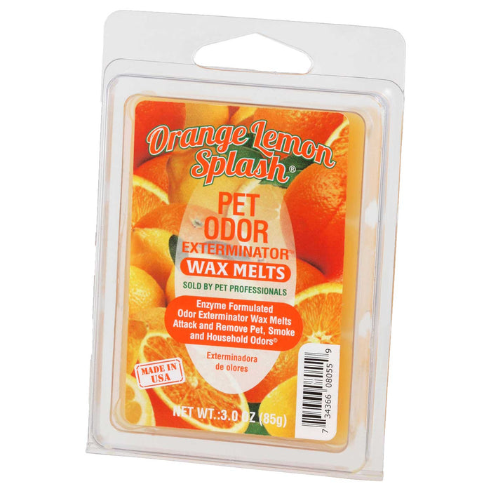 Pet Odor Exterminator Wax Melts – Odor Neutralizing Enzyme Formula, Pet - Safe, Flameless - SPTGY - Orange Lemon Splash - 3 oz - 5