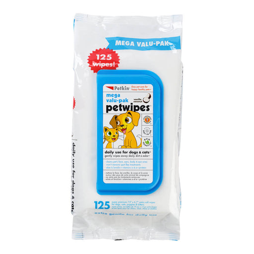 Pet Wipes, Mega Valu - Pak, 125 ct - Jeffers - Animal & Pet Supplies > Pet Grooming