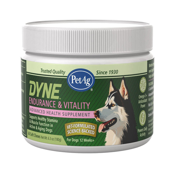 PetAg Dyne Endurance & Vitality Soft Chews for Dogs – Chicken Liver Flavor, 60 Count - B7ZT - Chicken Liver - 60 Soft Chews - 1