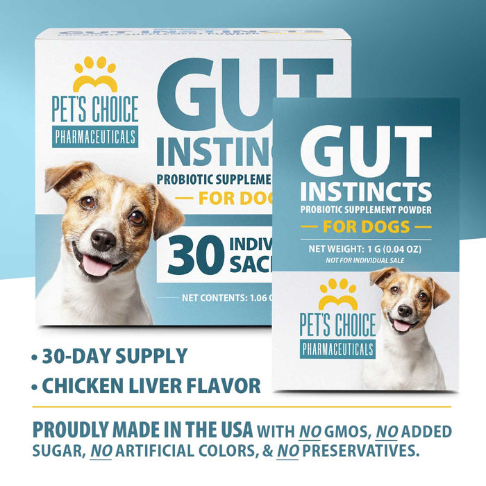 Pet's Choice Gut Instincts Probiotic Powder Packets for Dogs – Daily Digestive & Immune Support, 30 Count - 015PC-ZVG - Chicken Liver - 30 ct - 10