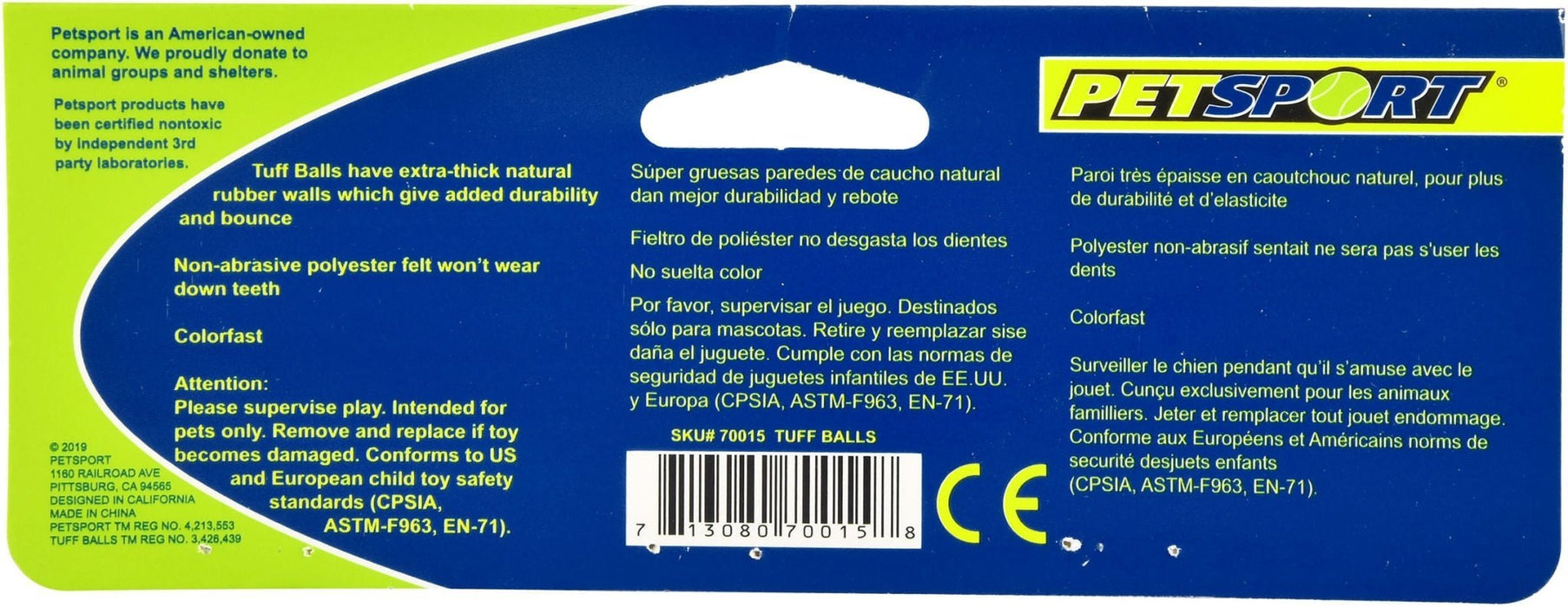 Petsport Tuff Balls Durable Non - Toxic Dog Tennis Balls - UKB1 - 4"D - 1 ct - 6