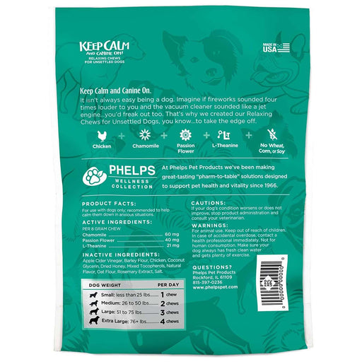 Phelps Wellness Functional Dog Chew Supplements – Calming, Digestive, Skin & Coat, Hip & Joint, Sensitive Stomach & Brain Support Treats, 4.5 oz - PH3AA - Keep Calm - Relaxing - Chicken - 4.5 oz - 2