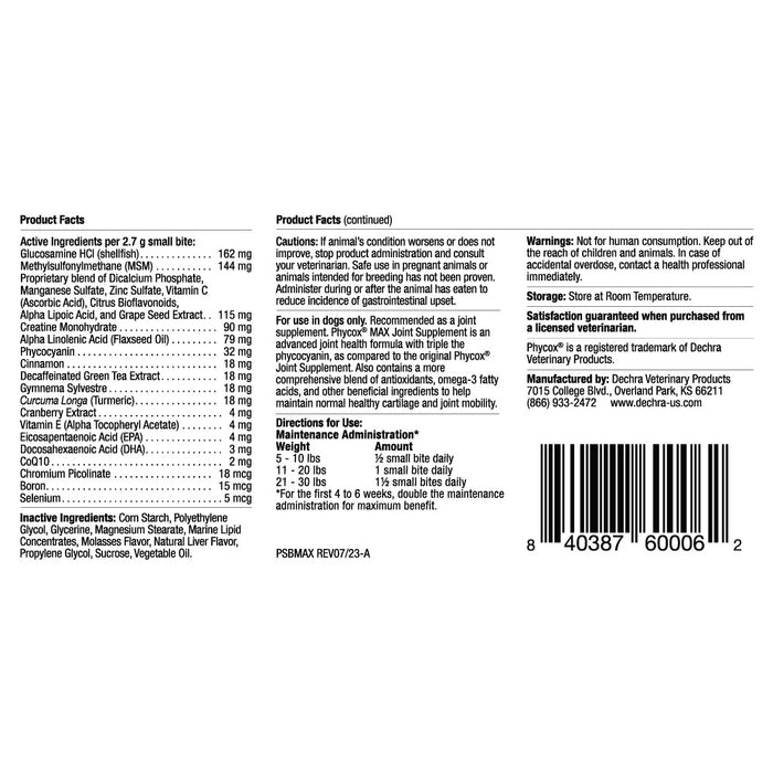 Phycox Max Canine Small Bites, 120 ct - 015PHA-8224 - 2