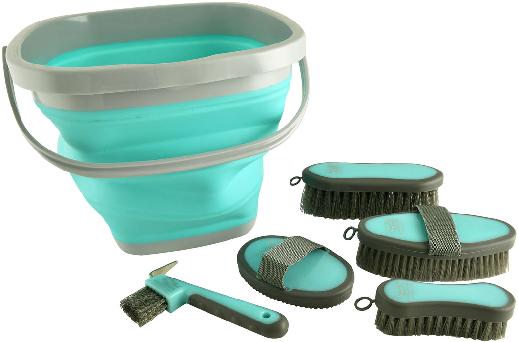 Tail Tamer Horse Grooming Kit with Collapsible Bucket -   