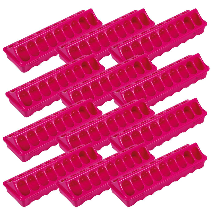 Plastic Ground Chicken Feeder – Chick Feeders, Hinged Lid, Durable Outdoor Poultry Feeder - GAUA6-12K - Medium - Pink - 12 - 3