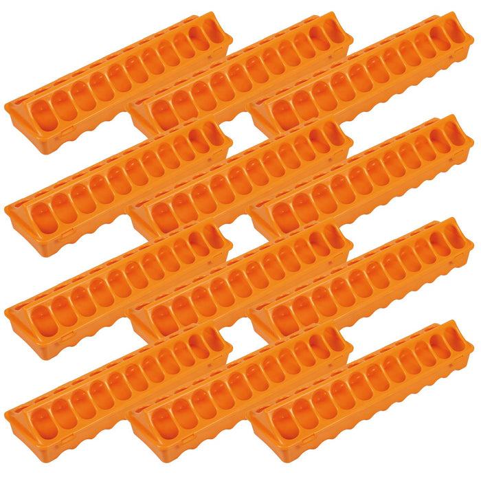 Plastic Ground Chicken Feeder – Chick Feeders, Hinged Lid, Durable Outdoor Poultry Feeder - GAUA9-12K - Large - Orange - 12 - 4