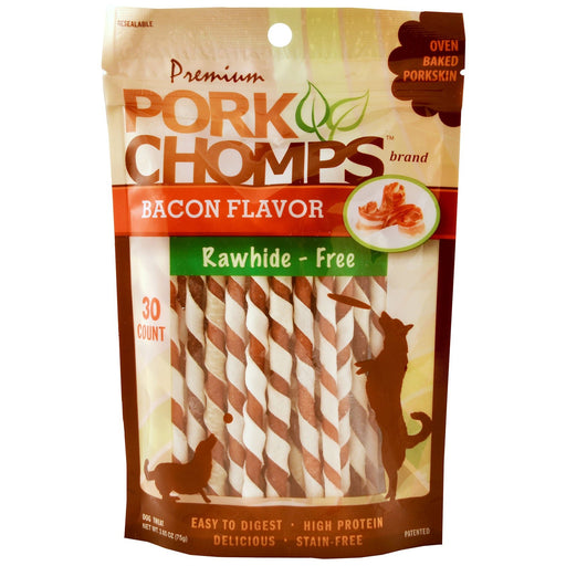 Pork Chomps Twists, Bacon - Jeffers - Dog Supplies > Dog Treats