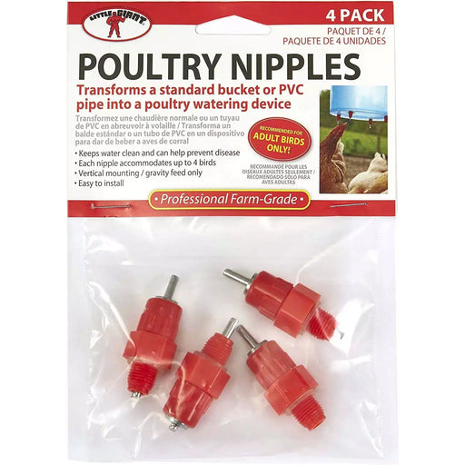 Poultry Nipples, 4 pk, Red - M32T - Vertical Mount - 1