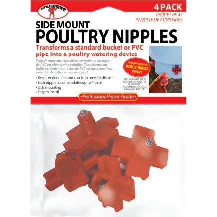 Poultry Nipples, 4 pk, Red - M32U - Side Mount - 2