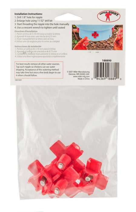 Poultry Nipples, 4 pk, Red - Jeffers - Poultry Supplies > Poultry Supplies