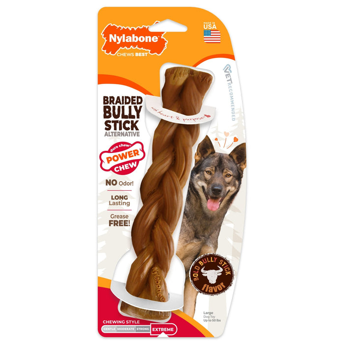 Power Chew Braided Bully Stick Alternative Chew Toy, Large/Giant, Up to 50 lbs - N9ZC - Bully Stick - Large/Giant - 1