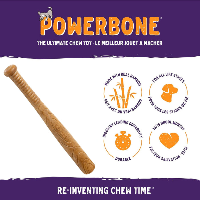 Powerbone Baseball Bat Dog Chew Toy for Power Chewers, 12" - 022TPB-1349 - Meaty - 2