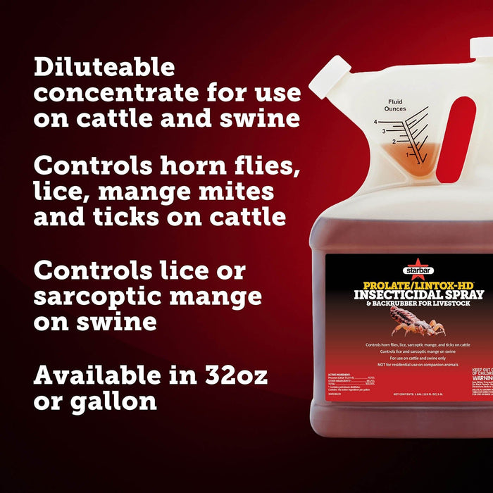 Prolate/Lintox-HD Insecticide Fly Spray & Backrubber for Livestock - SBP2 - 1 gallon - 4