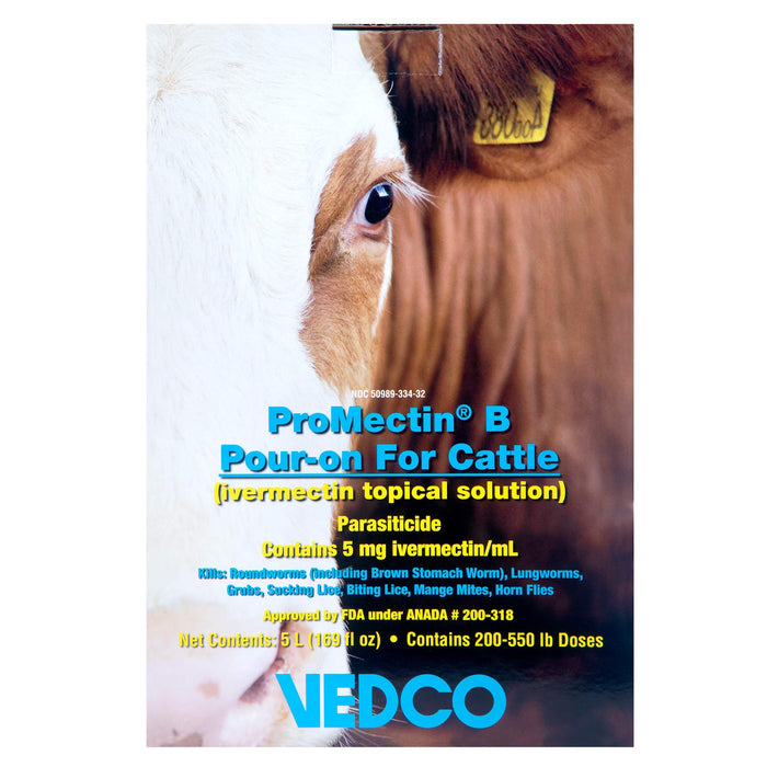 Promectin Drug ProMectin B Pour-On Parasiticide for Cattle, 5 L — Jeffers