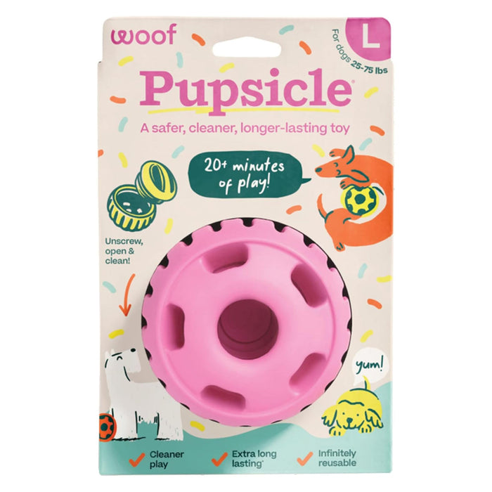 Pupsicle 'Birthday' Party Treat Dispensing Dog Toy – Interactive, Long - Lasting Chew & Puzzle Toy for Dogs - WO2AW - Large - Pink - 1 ct - 4