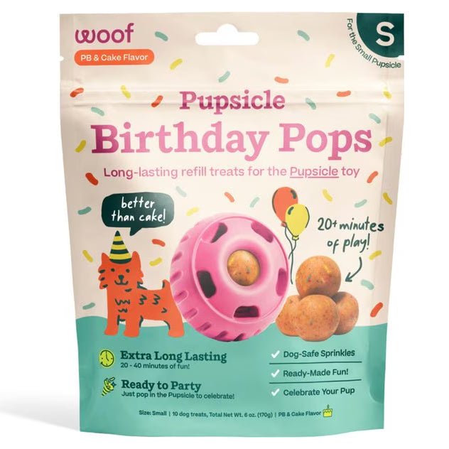 Pupsicle Birthday Pops Dog Treat Refills – Long - Lasting, All - Natural, Festive, Made in USA - WO2BD - Peanut Butter - Small (6 oz) - 1
