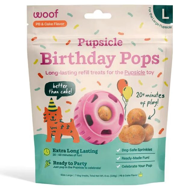Pupsicle Birthday Pops Dog Treat Refills – Long - Lasting, All - Natural, Festive, Made in USA - WO2BE - Peanut Butter - Large (8 oz) - 9