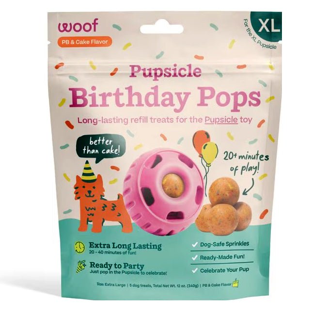 Pupsicle Birthday Pops Dog Treat Refills – Long - Lasting, All - Natural, Festive, Made in USA - WO2BF - Peanut Butter - X - Large (12 oz) - 10