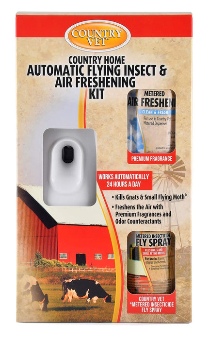 Country Vet Metered Fly Spray - Automatic Flying Insect Control & Air Freshener Kit  