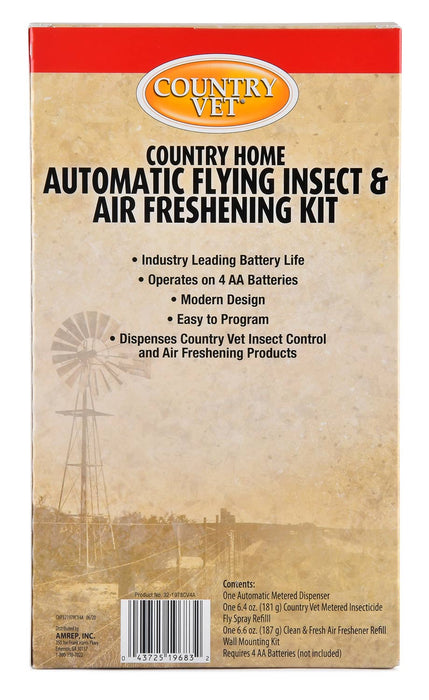 Country Vet Metered Fly Spray - Automatic Flying Insect Control & Air Freshener Kit  