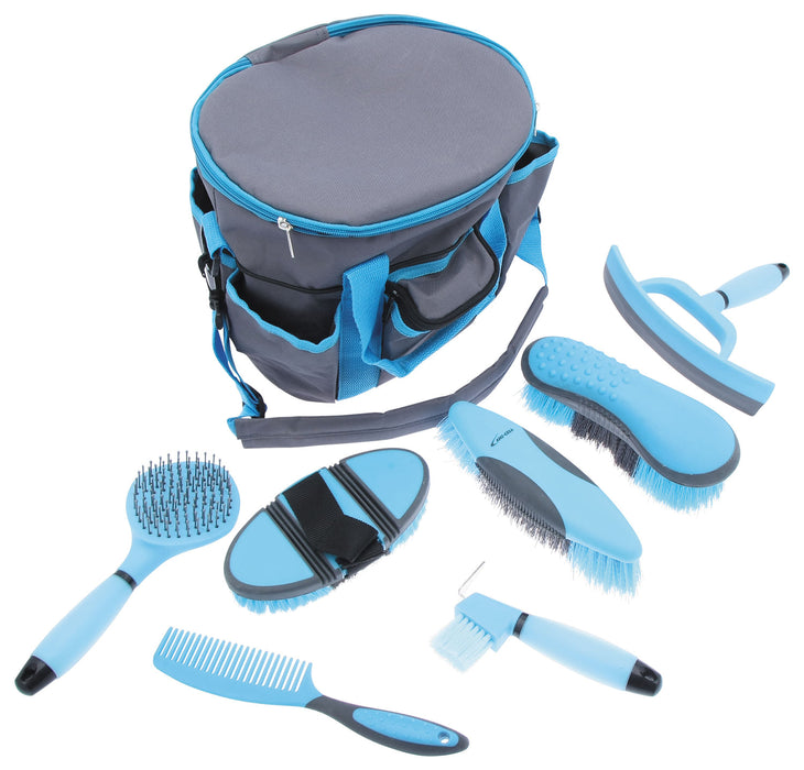 Lami-Cell Horse Grooming Kit, 8 piece - Dark Gray/Turquoise  