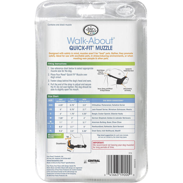 Quick - Fit Dog Muzzle by Four Paws - 39E6 - Size 4 (10 1/2") - 17