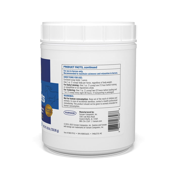 Quietex II Focusing & Calming Supplement for Horses - FAHU - 1.625 lbs - Pellets - 16