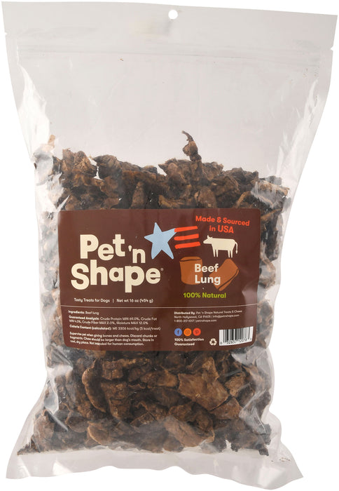 Pet 'n Shape Roasted Beef Lung Treats - 1 lb Beef Lung Bites  