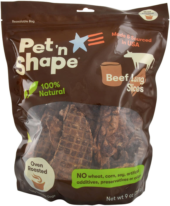 Pet 'n Shape Roasted Beef Lung Treats - 9 oz Beef Lung Slices  