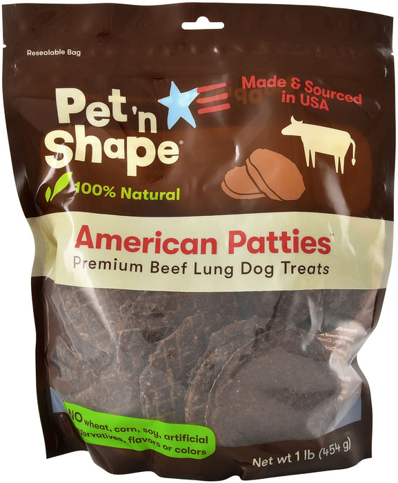 American Patties Premium Beef Lung Dog Treats - 1 lb American Patties Premium Beef Lung Treats  