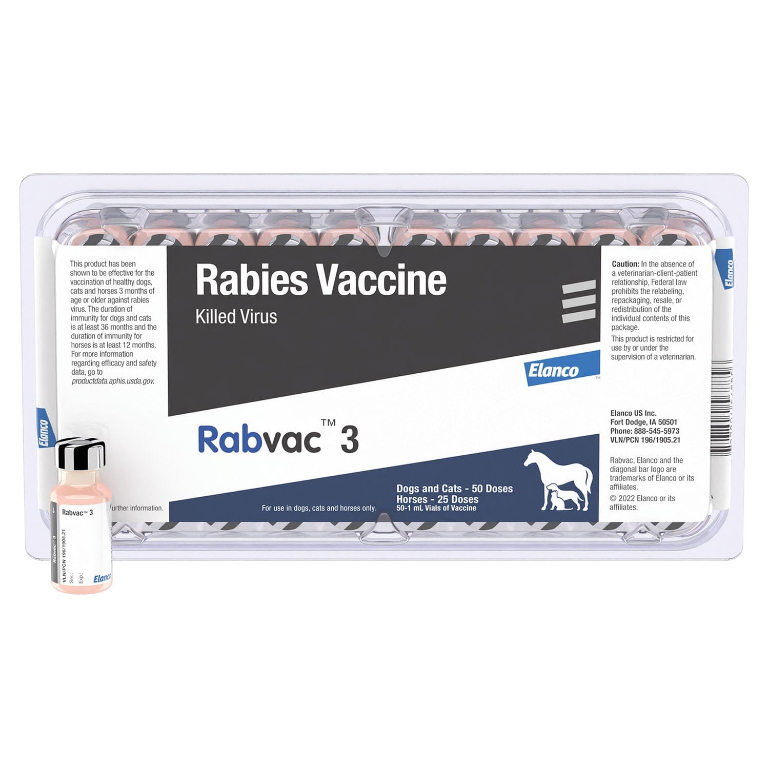 RabVac 3 Rabies Vaccine for Dogs, Cats and Horses, No Tags — Jeffers