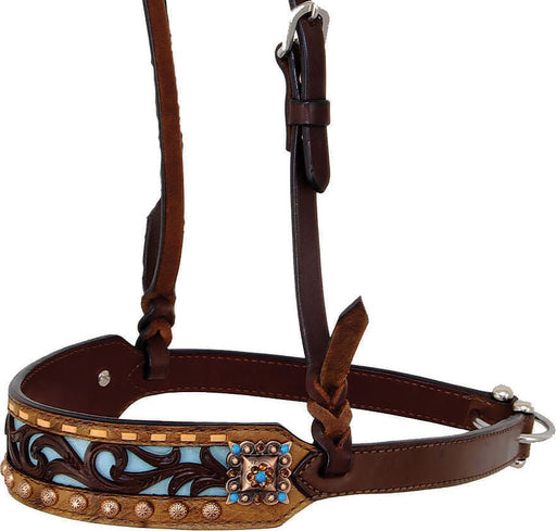 Rafter T Distressed Filigree Noseband - Jeffers - Horse Supplies > Horse Tack > Bridles & Headstalls