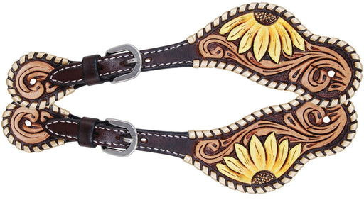 Rafter T Hand Painted Sunflower Ladies Spur Straps - Jeffers - Horse Supplies > Riding Apparel & Accessories