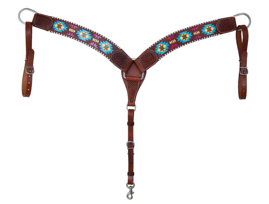 Rafter T Painted Aztec Contoured Breast Collar - Jeffers - Horse Supplies > Horse Tack > Breast Collars