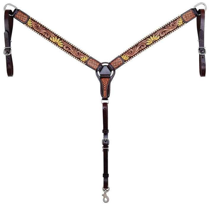 Rafter T Painted Sunflower Breast Collar - Jeffers - Horse Supplies > Horse Tack