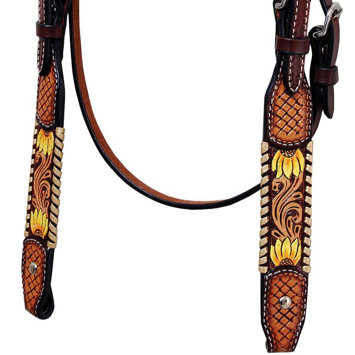 Rafter T Painted Sunflower Browband Headstall