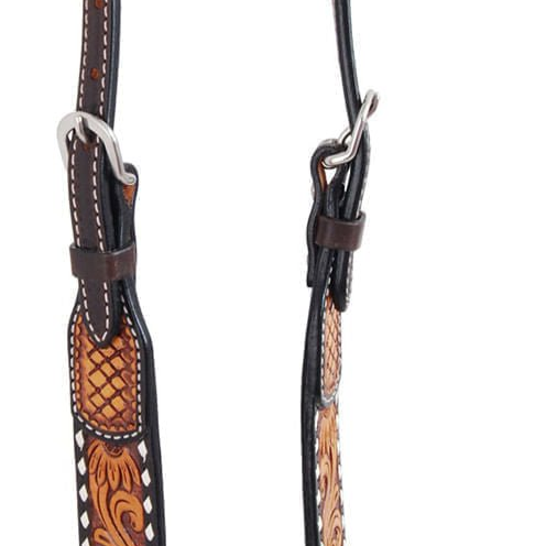 Rafter T Tooled Sunflower w/ Buckstitch One Ear Headstall