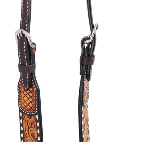 Rafter T Tooled Sunflower with Buckstitch One Ear Headstall - RTRE3 - 3