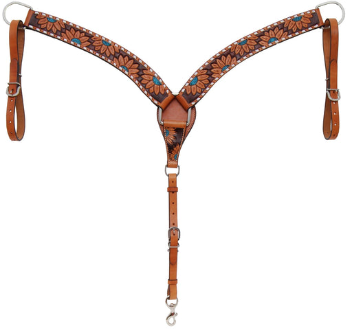 Rafter T Turquoise Sunflower Breast Collar - Jeffers - Horse Supplies > Horse Tack > Breast Collars