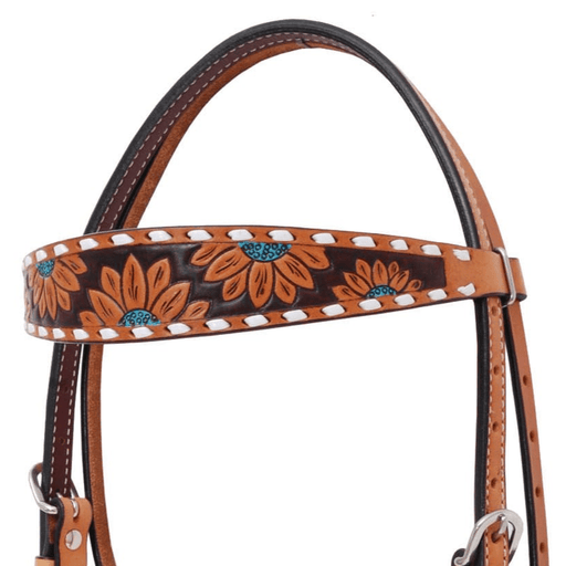 Rafter T Turquoise Sunflower Browband Headstall - RTRF5 - 2
