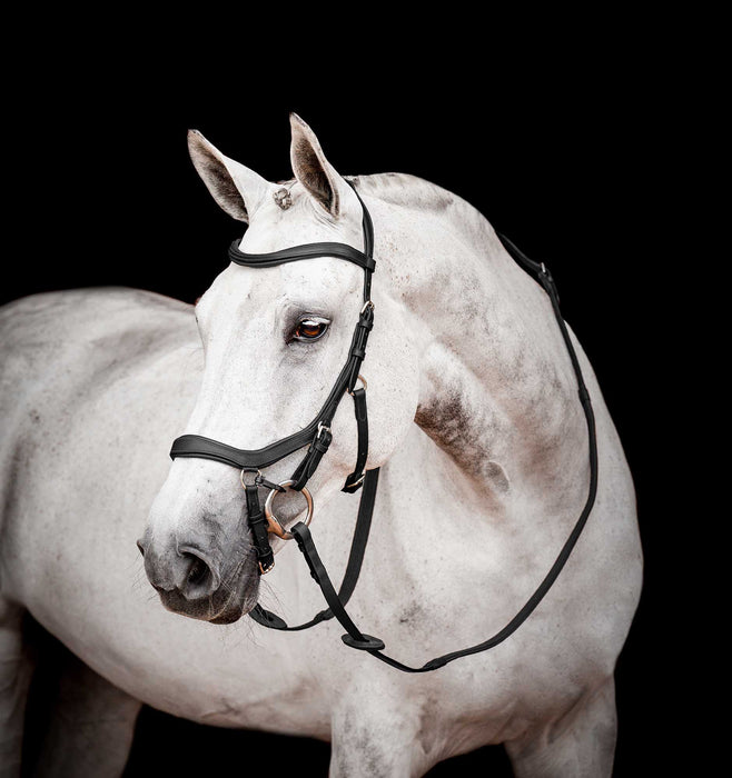 Rambo 2.0 Micklem Competition Leather Horse Bridle with Reins - FO505 - Black - Cob - 7