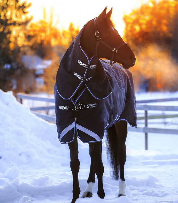 Rambo Duo Horse Turnout Blanket with Removable Liner, 1000D - FOBKP - 66 in - Navy/Sky Blue - 3