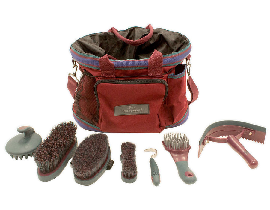 Rambo Grooming Kit, Burgundy - Jeffers - Horse Supplies > Horse Grooming