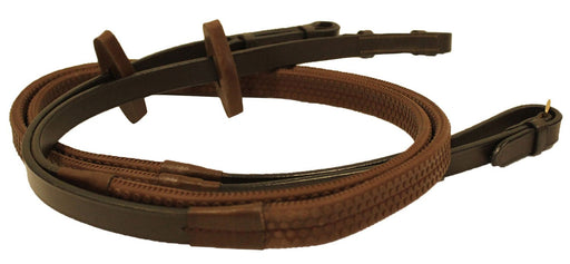 Rambo Micklem Rubber Reins, Dark Havana - Jeffers - Horse Supplies > Horse Tack > Reins