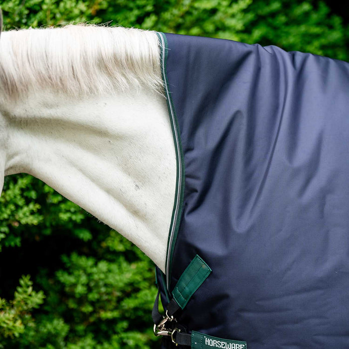 Rambo Wug 1680D High Neck Horse Turnout Blanket - 200g Medium Weight - FOX5 - Navy / Hunter Green - 66" - 2