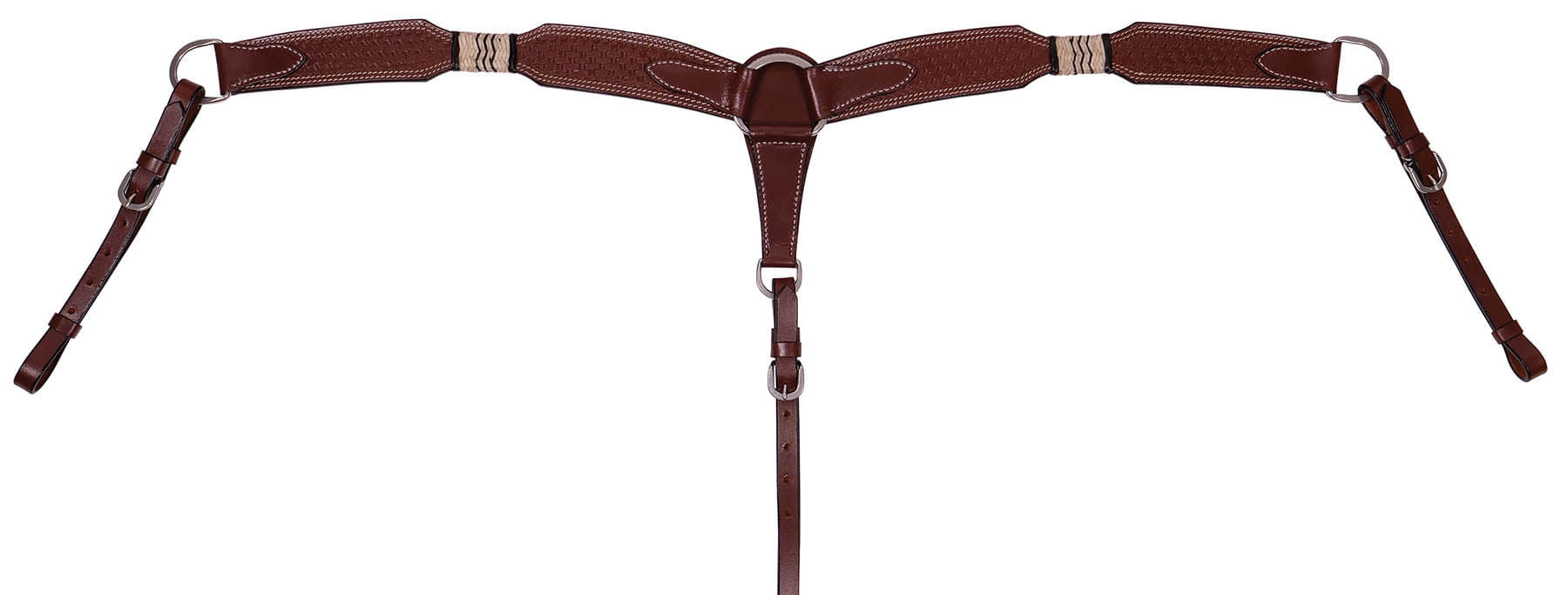 Buffalo Leather Rawhide & Basketweave Contoured Breast Collar for